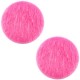 Cabochon with Faux fur 20mm Fuchsia pink